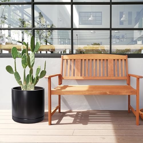 D'vine Dev 14 Inch Ceramic Planter Pot, Black, 94-O-G-2