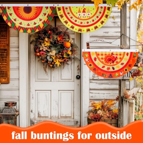 4 Pcs Fall Bunting Flag for Outside Autumn Banner 3 x 1.5 Ft