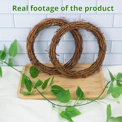 GNIEMCKIN 8 Pack 8 Inch Natural Grapevine Wreaths, Vine Branch Wreath