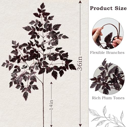 Waipfaru 36" Fall Stems for Vases, Artificial Cimicifuga Stems (3pcs)