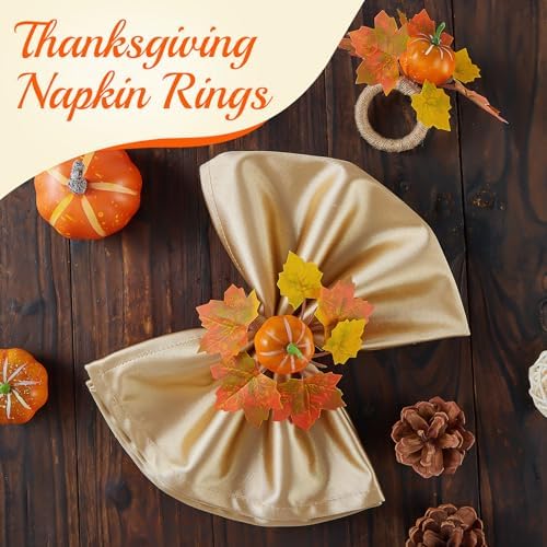 Fall Thanksgiving Pumpkin Napkin Rings Set of 12, Thanksgiving Table Decor