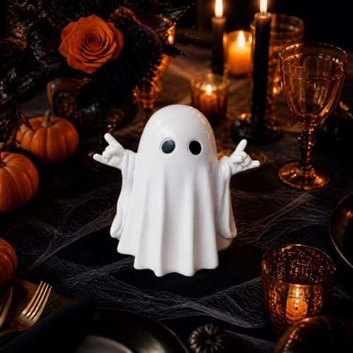Halloween Ghost Figurine White Decorative Cute Ghost Ornaments Resin Spooky Ornaments for Holiday Home and Office Decorations