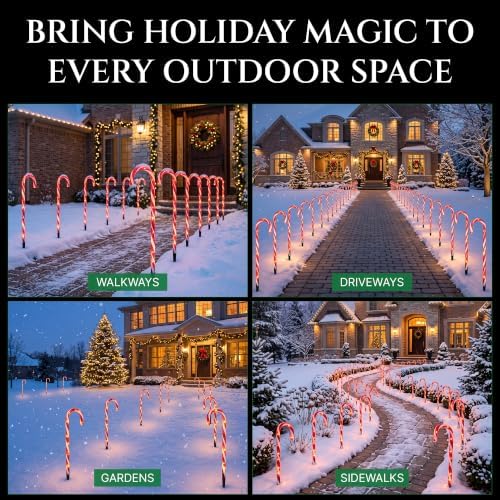 Pre-Lit Candy Cane Decorations -Pathway Christmas Lights, 26-Inches Tall (66 cm), Set of 5, Outdoor Christmas Decorations Yard Candycane Peppermint Lights - 2 Pack (Total 10 Lights)