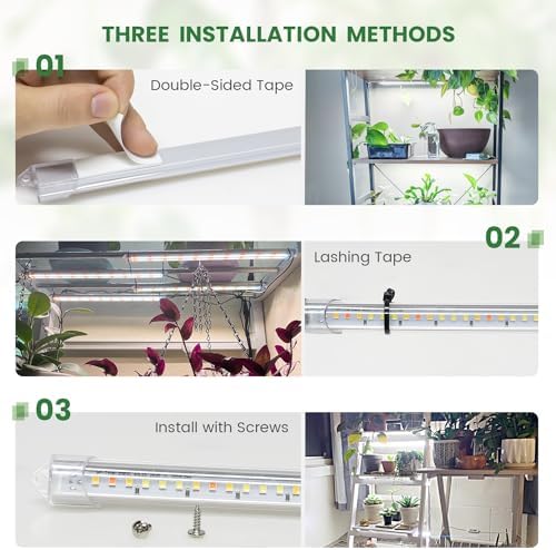 Kullsinss 16in Grow Light Strips for Indoor Plants, 6000K 24W Full Spectrum