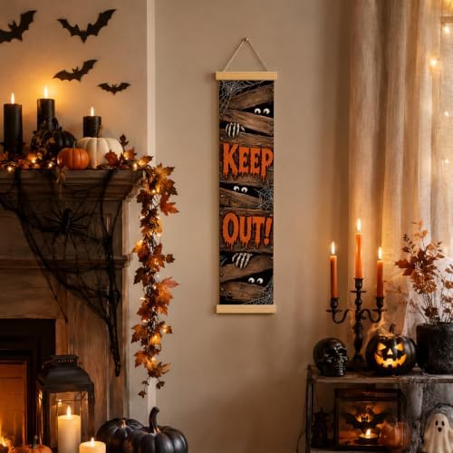 Halloween Banner, Keep Out Canvas Door Decor for Porch and Party
