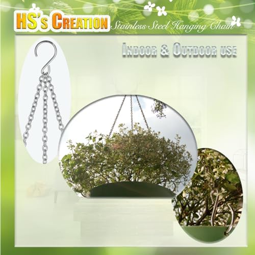 HS's Creation Stainless Steel 304 Planter Hanging Chain 20 Inch Long with S Hooks Decorative Replacement Chains Rust Proof for Billboards,Planters, Bird Feeders,Lanterns,Ornaments 3 Pack
