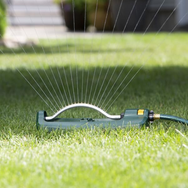 Melnor 65132AMZ Turbo Oscillating Sprinkler with Watering Gauge, Covers Up to 3,600 Sq. Ft., 18 Brass Nozzles