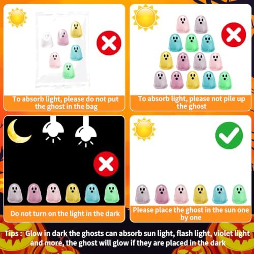 120Pcs Halloween Luminous Mini Ghost Figures Acrylic Vase Fillers