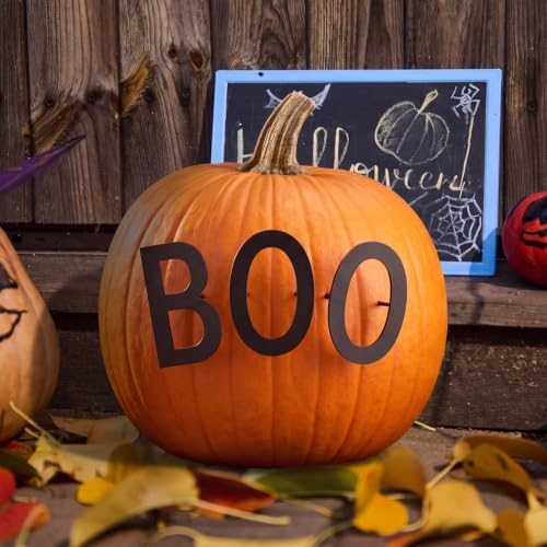Halloween Metal Boo Pumpkin Stake Set, 4'' High Letters, Fall Porch Decor