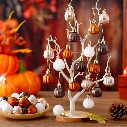Colingmill 36 Pcs Fall Pumpkin Hanging Ornaments, Vintage Tree Ornaments