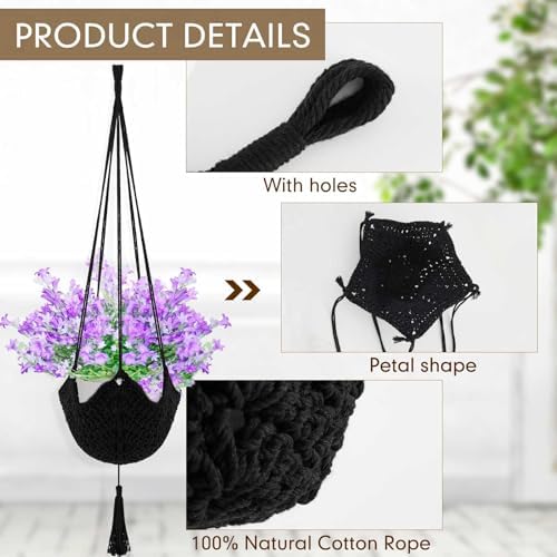 Shappy 1 Pack Boho Macrame Plant Hanger for Indoor