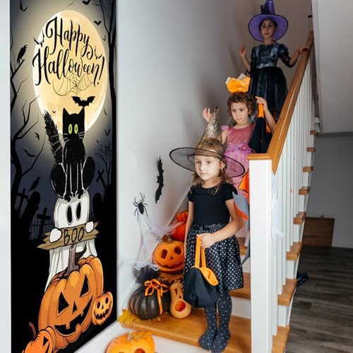 Halloween Cat Ghost Door Cover