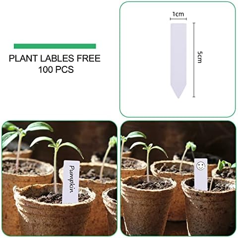 JERIA 100-Pack 3.15 Inch Peat Pots for Seedling with 100 Pcs Plant Labels,Outdoor Garden Germination Nursery Pots,Biodegradable Seed Starter Pots Kits