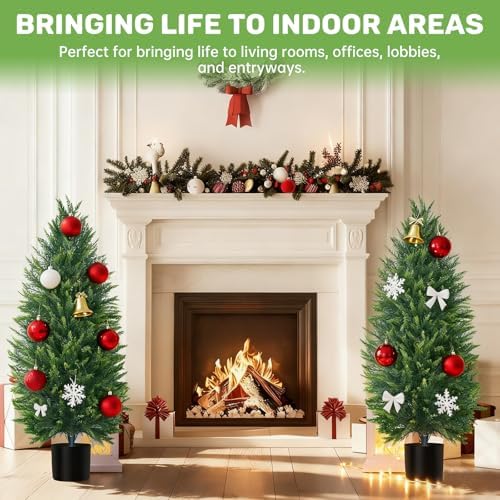 Grooy 5FT Artificial Cedar Topiary Tree with Pot