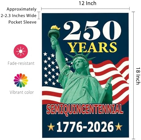 250 Anniversary Usa Garden Flags for Outside, 250 Anniversary USA Flag with Statue of Liberty Design, 1776-2026 Patriotic 4th of July Decorations Yard Sign Double-Sided Waterproof Flag 12x18 Inch 250 Year American Flag