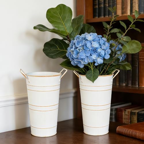 5 Pack Rustic Metal Tall Flower Vase with Handles for Wedding Home Decor