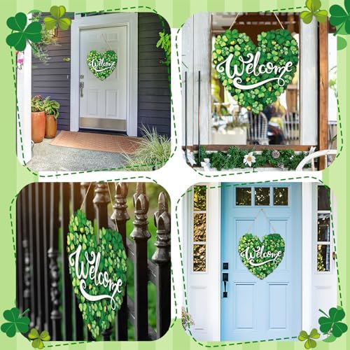 Boao St. Patrick's Day Shamrock Sign Wooden Hanging Decor with Bow