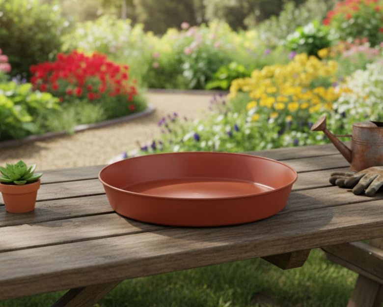 18 Inch (16.3 Inch Base) Case of 2 Plant Saucer | Polypropylene, Heavy Duty Indoor/Outdoor, Drip Pan & Tray, Collects