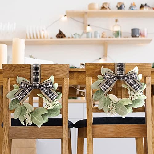 Syhood 4 Pcs 9" Mini Christmas Wreaths for Kitchen Cabinets Vivid Style