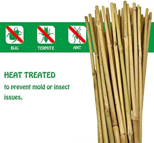 Natural Bamboo Stakes 4 Feet, Eco-Friendly Garden Stakes, Plant Stakes Supports Climbing for Tomatoes, Trees, Beans, 25