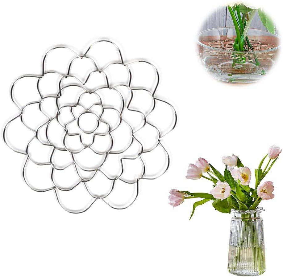 Stainless Steel Floral Grid Organizer, Flower Arrangement Holder, Floral Grid Reuseable Flower Frog Wire Arranger Twist for Vase Floral Stems Bouquets Plant Fixation Sliver (Sliver-6in)