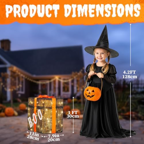 Outvita Halloween Pumpkin Lighted Gift Box, 60 LED Lights for Outdoor