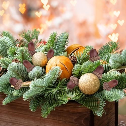 30 Pcs Natural Dried Acorn, Small Acorns Ornaments Vase Fillers for DIY Crafts, Christmas Thanksgiving Decorative House Fall Winter Holiday Home Decor
