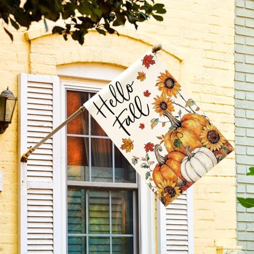AVOIN colorlife Pumpkins Hello Fall House Flag 28x40 Inch Outside