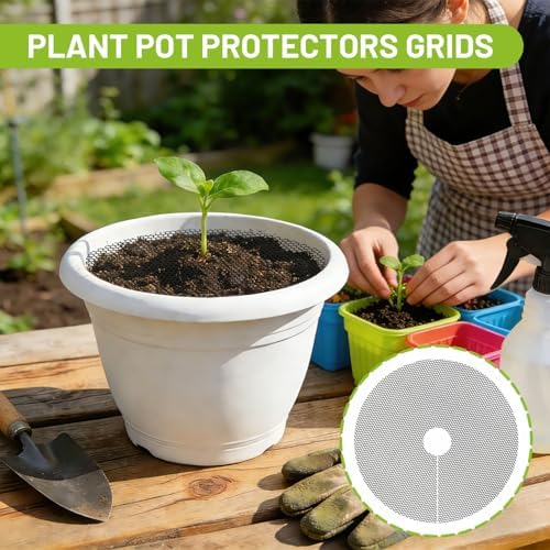 6 Pcs 11.8 Inch Plant Pot Protectors Grids, Cuttable Round Plant Cover Protector Indoor Plants from Animals, Pot Soil Guard for Garden Flower Potted Plants