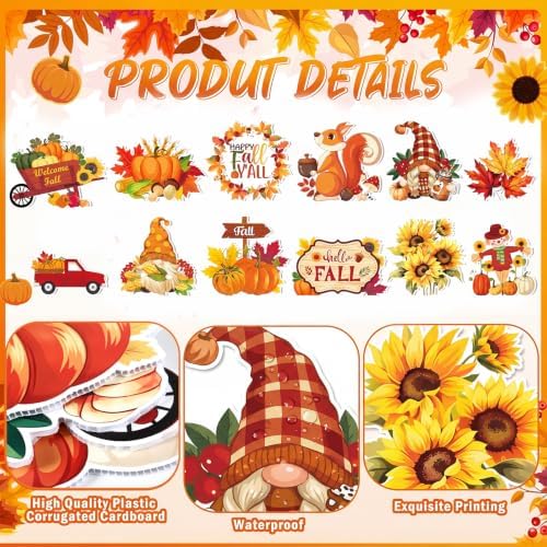 12 Pcs Fall Yard Signs with Stakes Outdoor Thanksgiving Decorations,Autumn