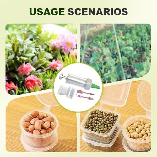 JUDUNA 2025 New Mini Seed Spreader, Mini Sowing Seed Dispenser Seed Planter Tool, Hand-held Manual Seedlings Dibber and Widger Set, Small Seed Planter Tool for Garden (A)