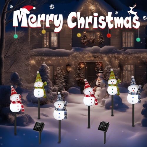 Solar Christmas Snowman Pathway Lights Outdoor Decoration, 3 Pack