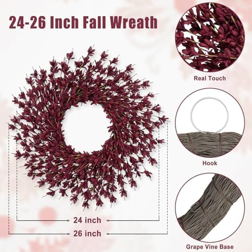 26 Inch Realistic Full Fall Wreaths for Front Door Outside Autumn Wreath