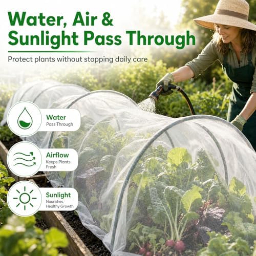 RAINFLOW Garden Netting 10 x 5 FT - 60 Mesh Plant Cover for Raised Beds