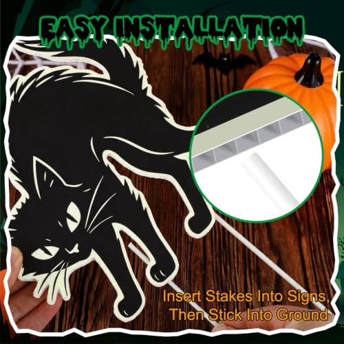8pcs Glow Halloween Yard Signs with Stakes, Outdoor Halloween Decor