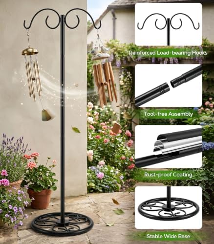 MoKo Shepherds Hook Stand, 72'' Bird Feeder Stand with Stable Round Base