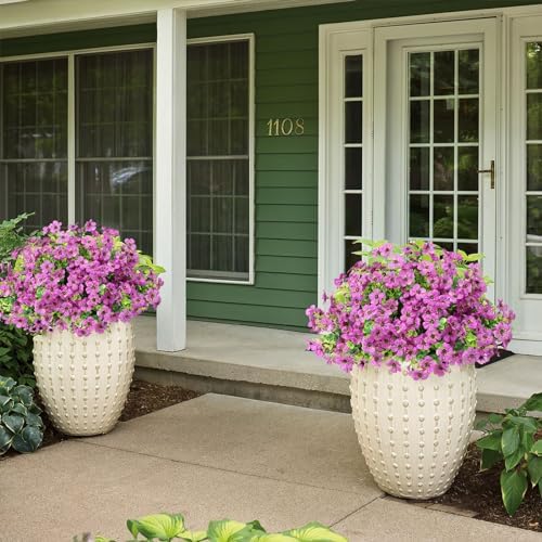 ATTGREAT Artificial Flowers for Outdoors UV Resistant, 12 Bundles(Purple)