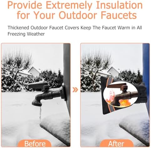 Outdoor Faucet Cover, Thicken Faucet Covers for Winter, Orange, 2 Pack