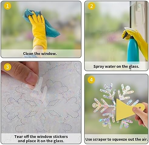 YUOROS 55 Pieces Snowflake Window Clings Christmas Window Stickers
