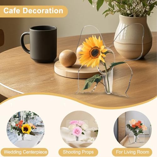Acrylic Butterfly Vase for Flowers,Clear Art Flower Vases for Centerpieces Table Decoration,Acrylic Flower Vase for Home/Living Room/Office/Wedding/Coffee Table/Party Decor