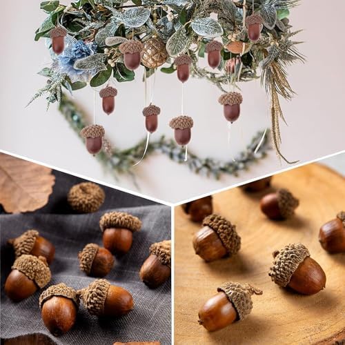 30 Pcs Natural Dried Acorn, Small Acorns Ornaments Vase Fillers for DIY Crafts, Christmas Thanksgiving Decorative House Fall Winter Holiday Home Decor