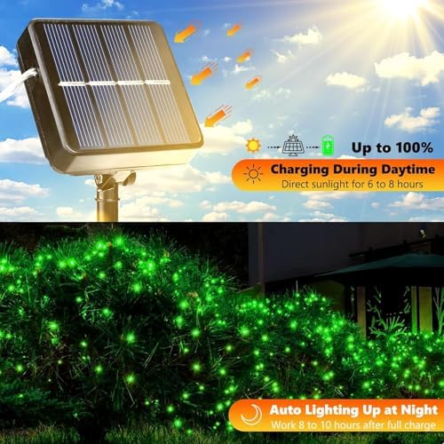 Lomotech Solar Fairy Lights Outdoor, 2 Pack Total 66ft 200 LED,Green
