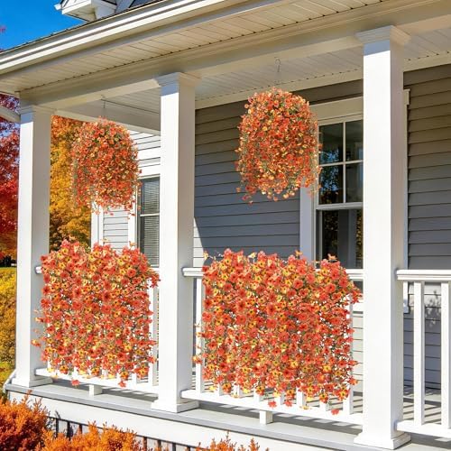 Hommyea Artificial Fake Fall Flowers Plants for Outdoors Mums Home Decor