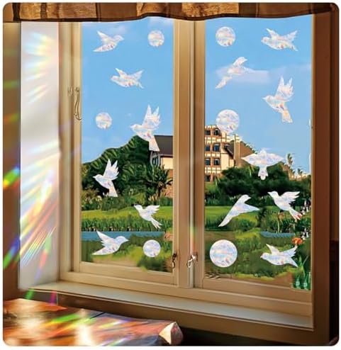 51Pcs Birds Window Stickers, Rainbow