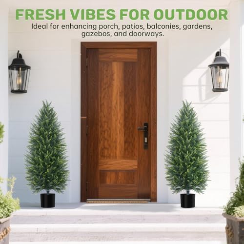 Grooy 5FT Artificial Cedar Topiary Tree with Pot