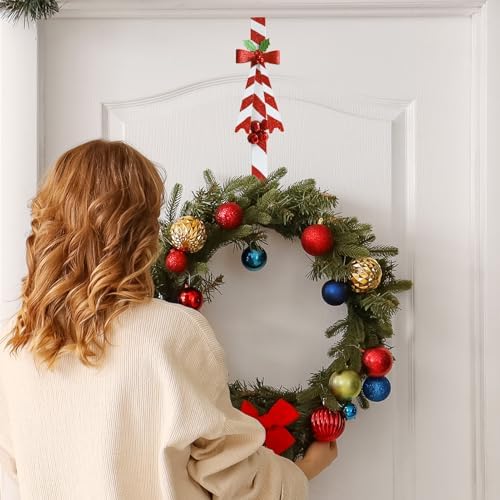 2-Pack Metal Candy Cane Christmas Wreath Hangers for Front Door