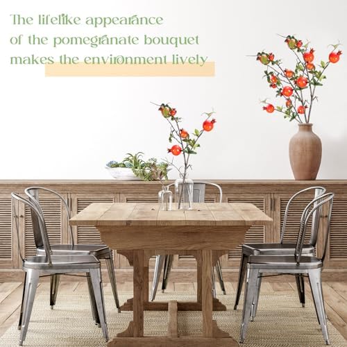 Thiccywoov 10 Pcs 31.5'' Artificial Pomegranate Branches Decor, Orange
