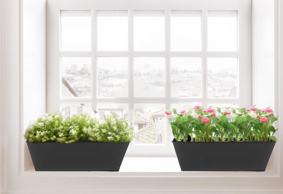 3 Pcs Large Hanging Flower Pots for Railing Or Fence 16 Inch Railing Planter Box for Any Balcony, Porch or Deck
