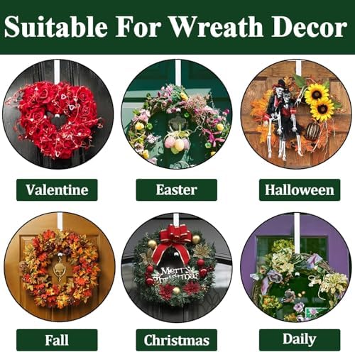 Wreath Hanger for Front Door, Adjustable 15 to 25 Inches Wreath Hangers, 20 lbs Larger Door Upgrade Wreath Hanger, Christmas (White)