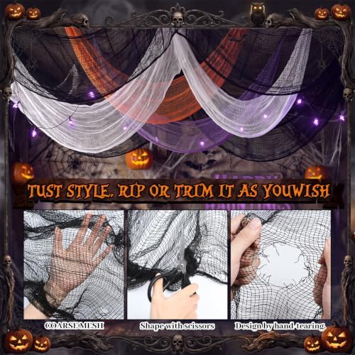 Moukeren 8 Pcs Halloween Creepy Cloth 30×72 in Spooky Gauze Decor, Assorted